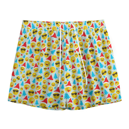 Christmas Emoji Pattern Print Mesh Shorts