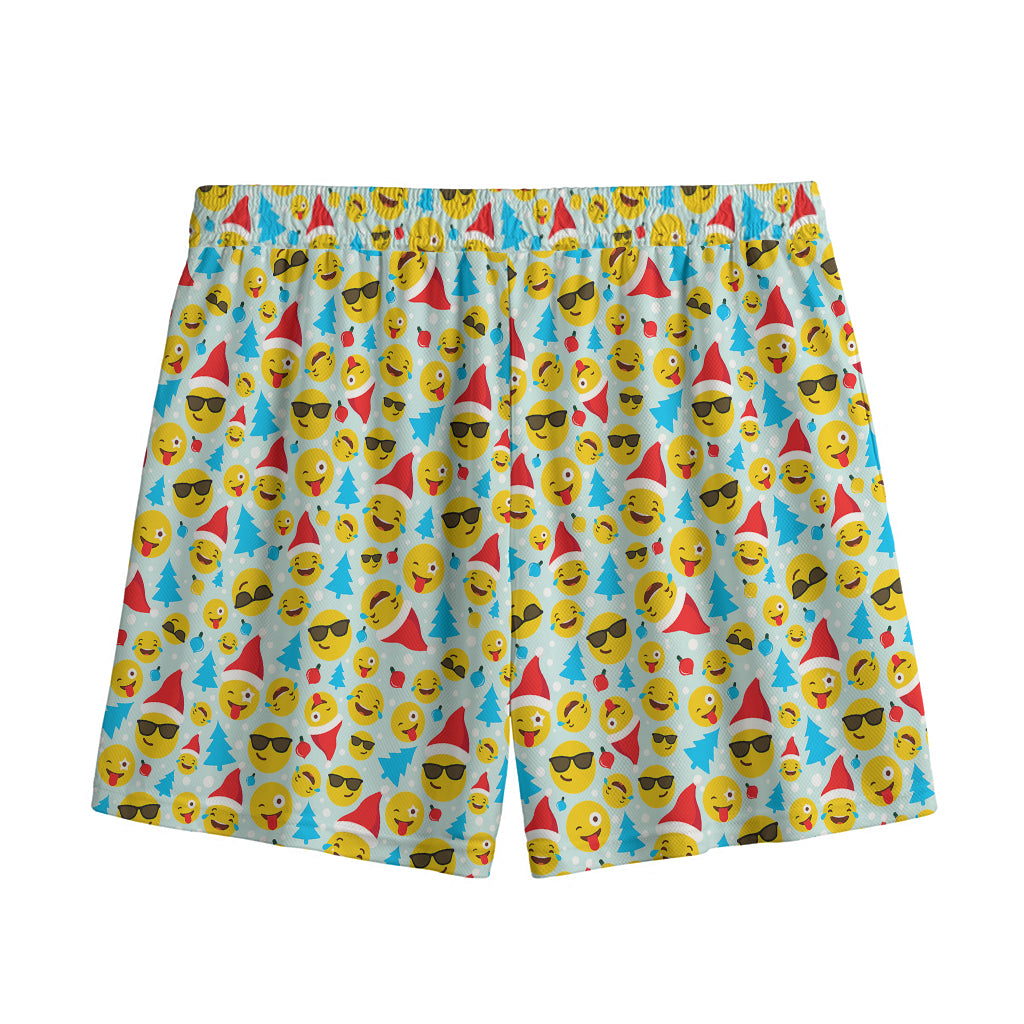 Christmas Emoji Pattern Print Mesh Shorts