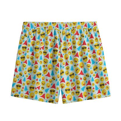 Christmas Emoji Pattern Print Mesh Shorts