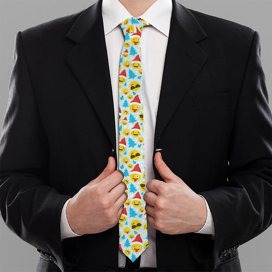Christmas Emoji Pattern Print Necktie