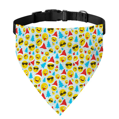Christmas Emoji Pattern Print Over The Collar Dog Bandana