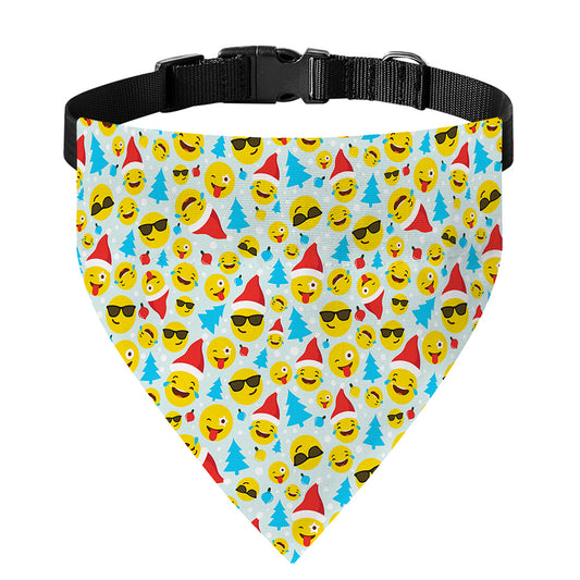 Christmas Emoji Pattern Print Over The Collar Dog Bandana