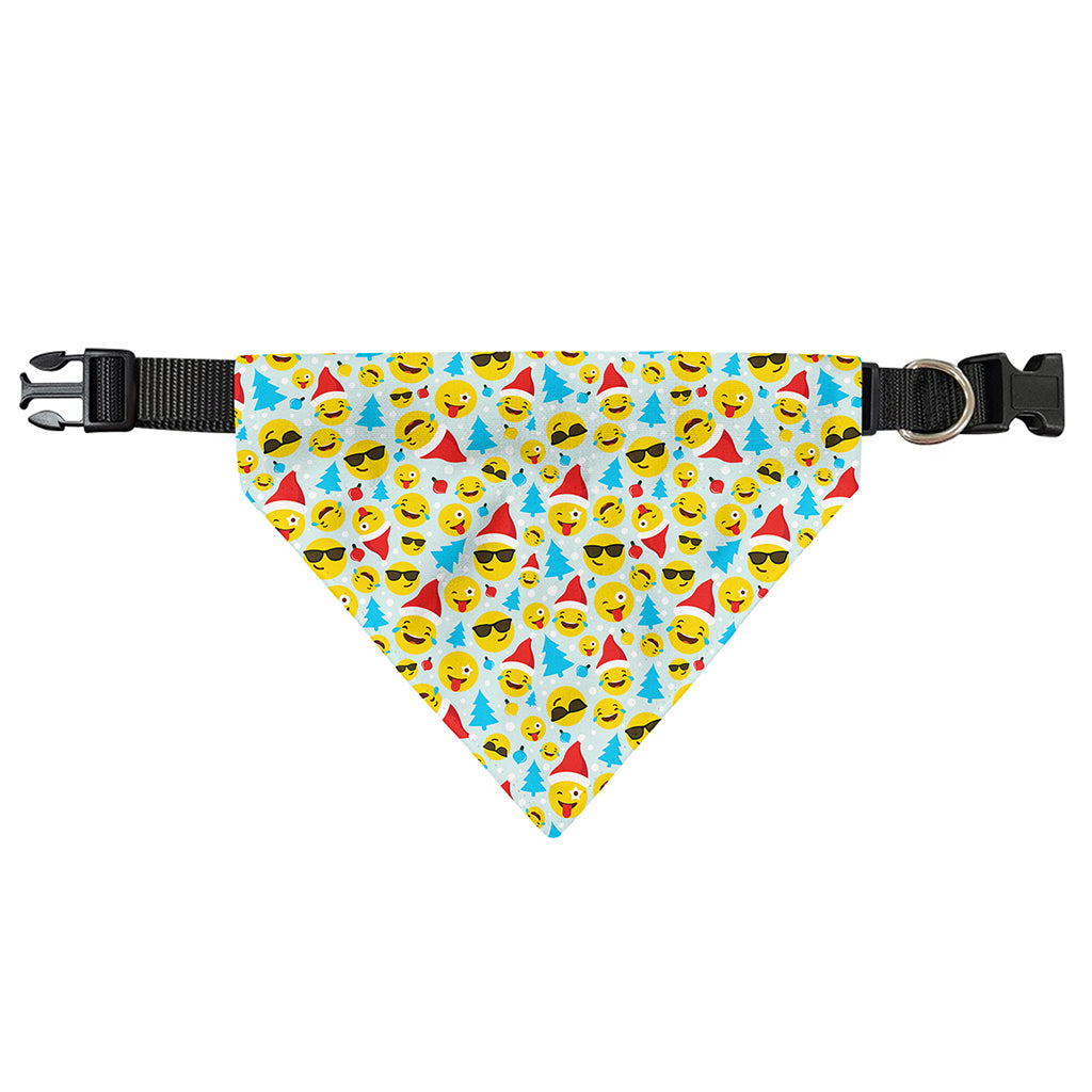Christmas Emoji Pattern Print Over The Collar Dog Bandana