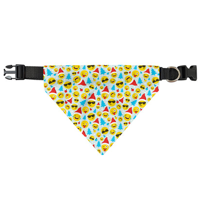 Christmas Emoji Pattern Print Over The Collar Dog Bandana