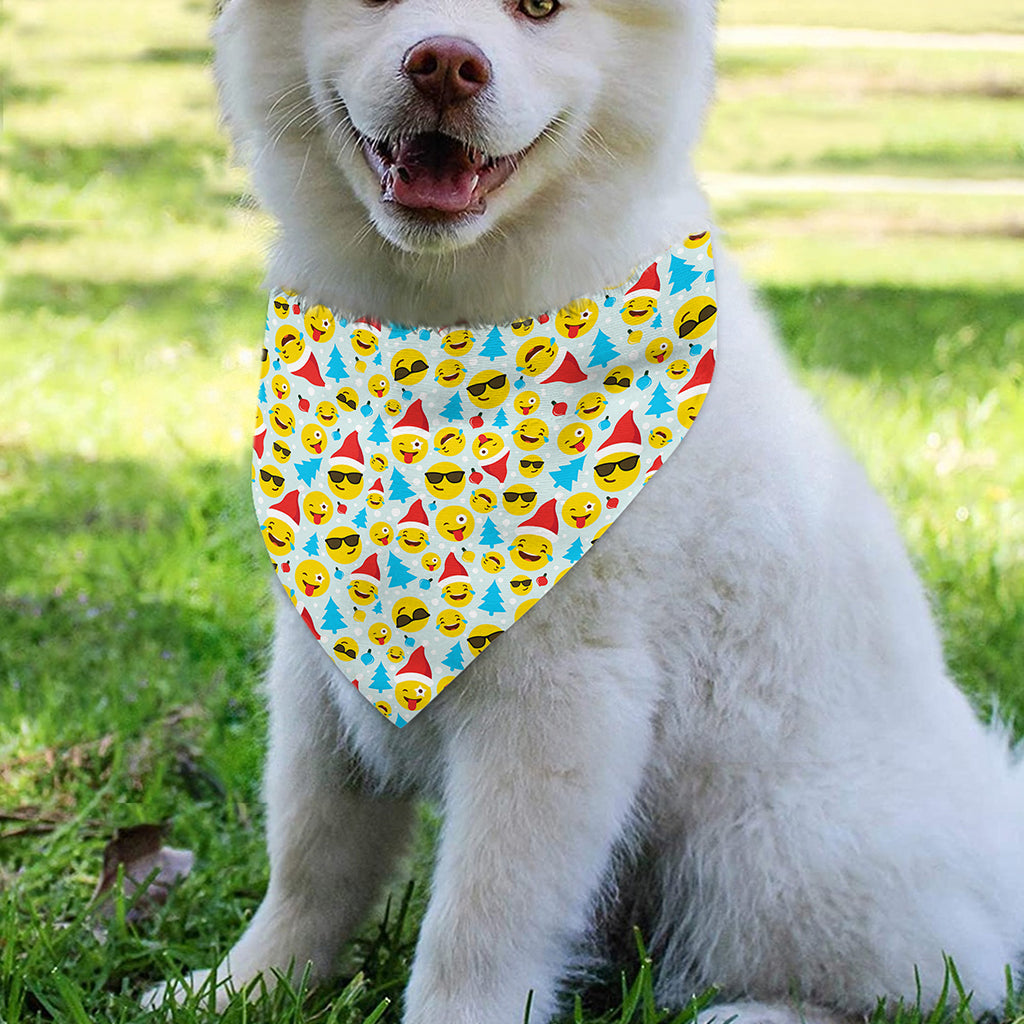 Christmas Emoji Pattern Print Over The Collar Dog Bandana