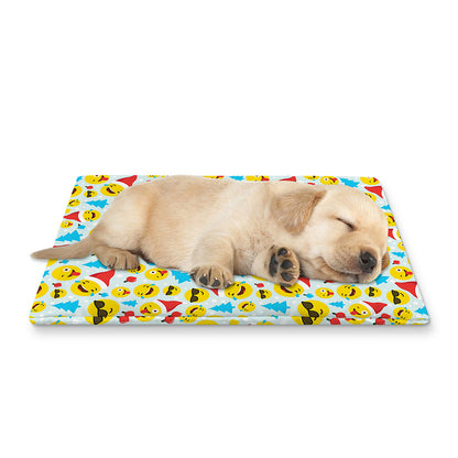 Christmas Emoji Pattern Print Pet Cooling Mat Cover