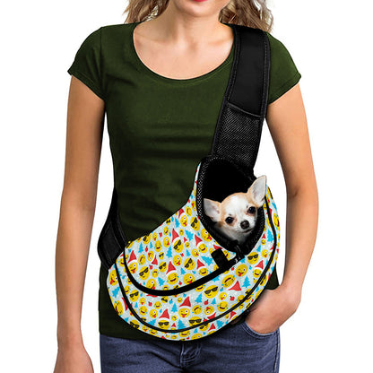 Christmas Emoji Pattern Print Pet Sling Carrier