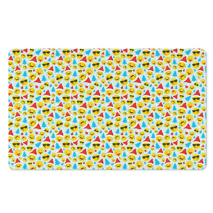Christmas Emoji Pattern Print Polyester Doormat