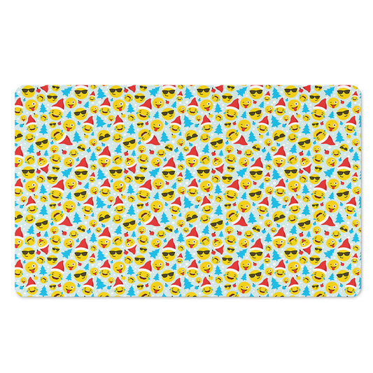 Christmas Emoji Pattern Print Polyester Doormat