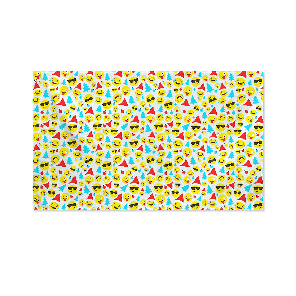 Christmas Emoji Pattern Print Polyester Flag