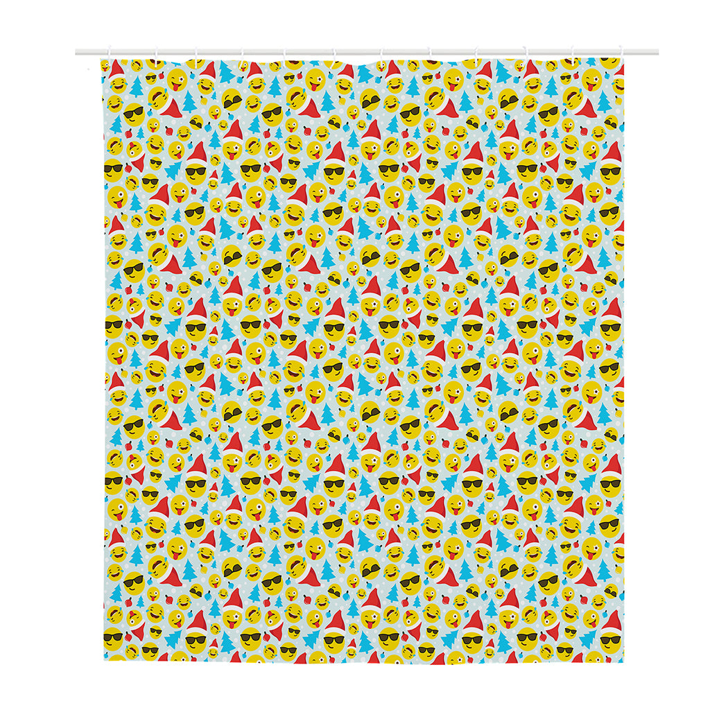 Christmas Emoji Pattern Print Polyester Shower Curtain