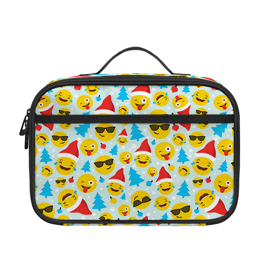 Christmas Emoji Pattern Print Portable Lunch Bag