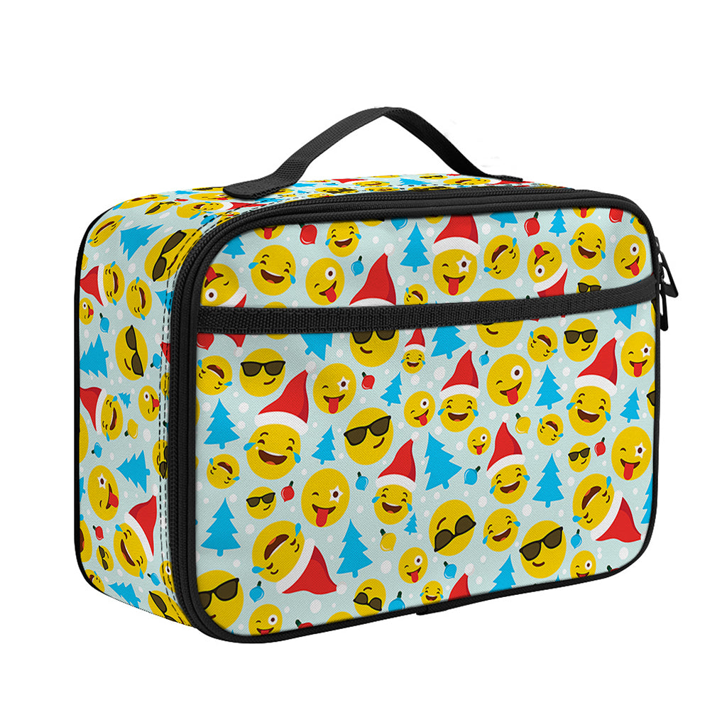 Christmas Emoji Pattern Print Portable Lunch Bag