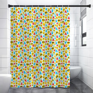 Christmas Emoji Pattern Print Premium Shower Curtain