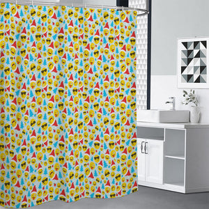 Christmas Emoji Pattern Print Premium Shower Curtain