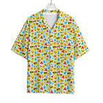 Christmas Emoji Pattern Print Rayon Hawaiian Shirt