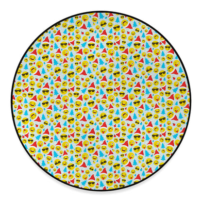 Christmas Emoji Pattern Print Round Floor Mat