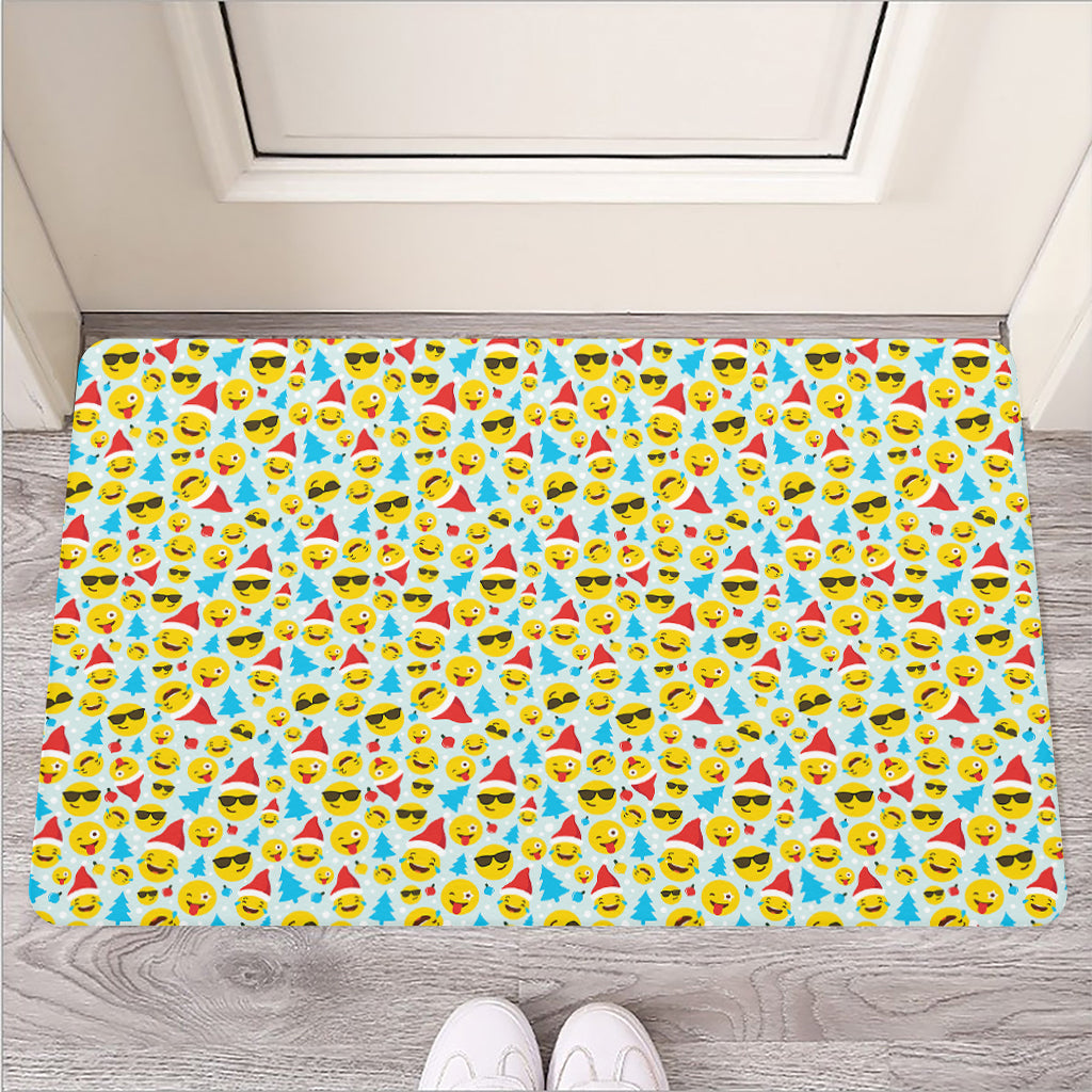 Christmas Emoji Pattern Print Rubber Doormat