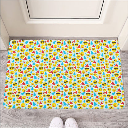 Christmas Emoji Pattern Print Rubber Doormat