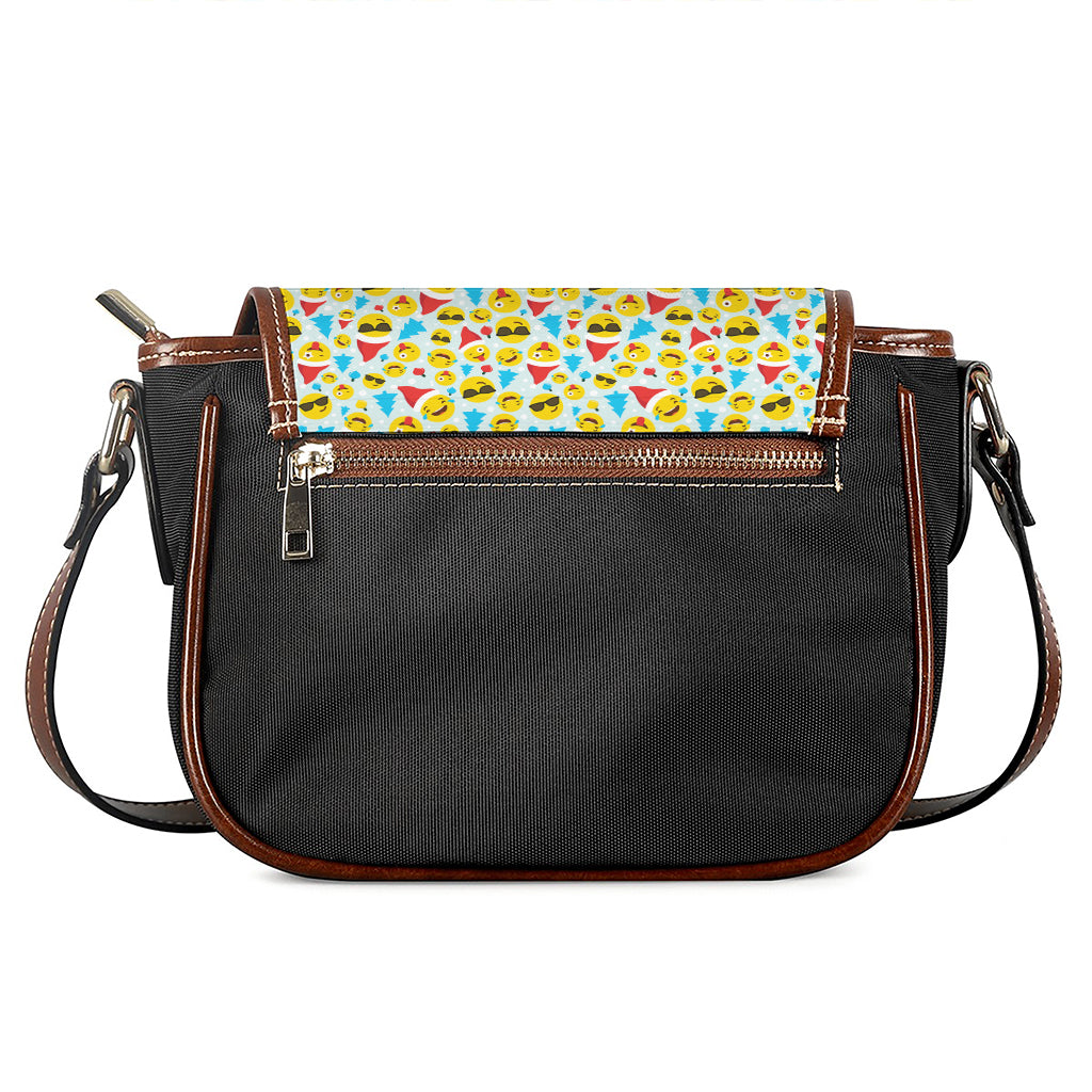 Christmas Emoji Pattern Print Saddle Bag