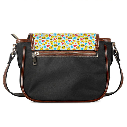 Christmas Emoji Pattern Print Saddle Bag
