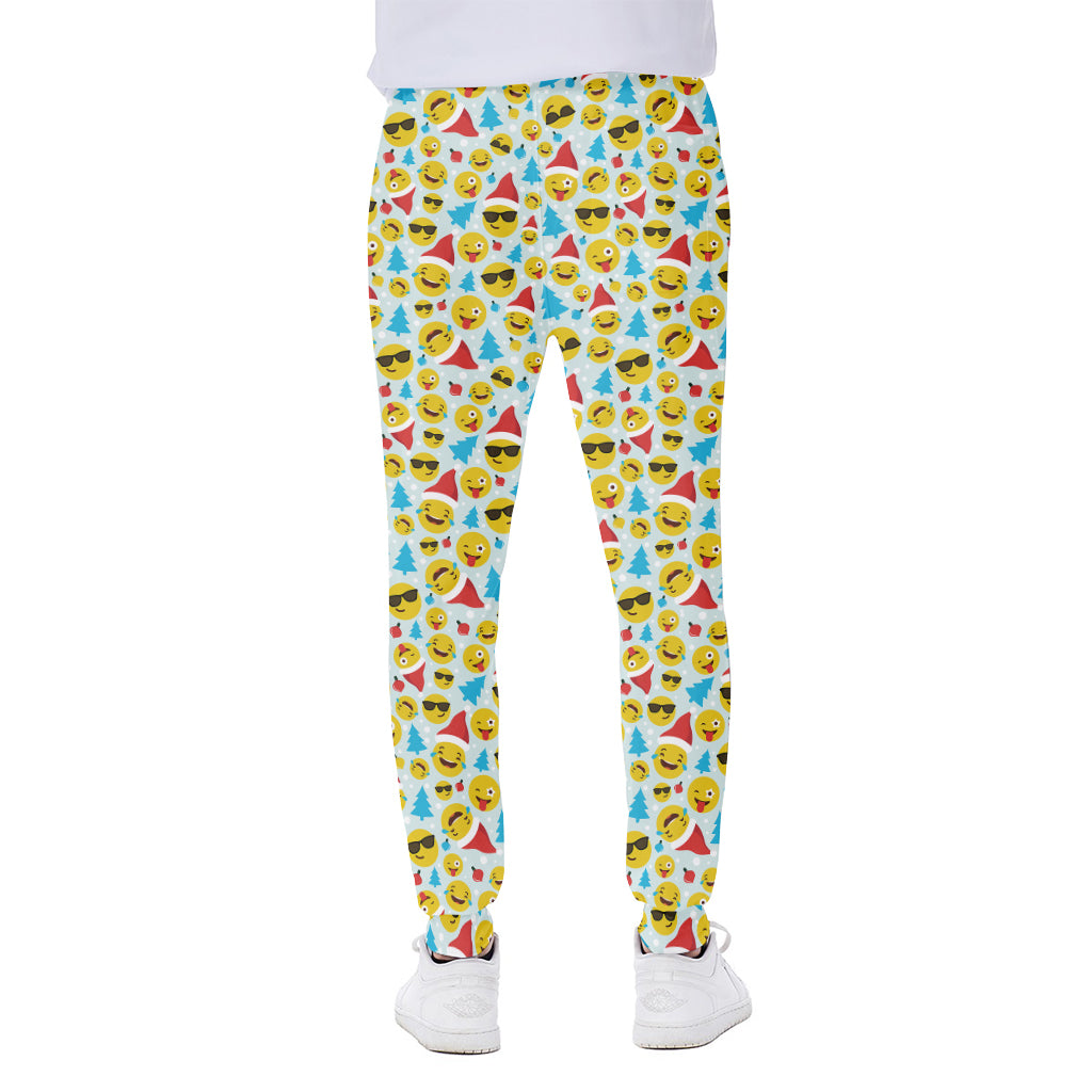 Christmas Emoji Pattern Print Scuba Joggers