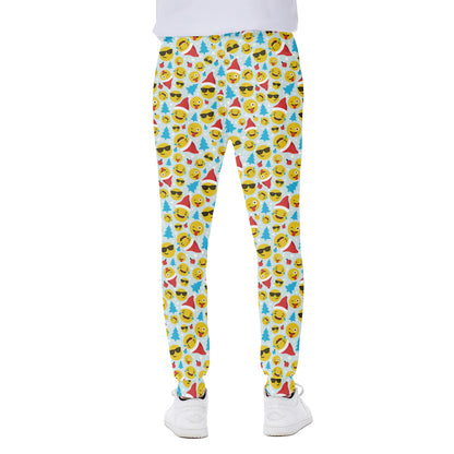 Christmas Emoji Pattern Print Scuba Joggers