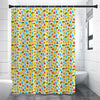 Christmas Emoji Pattern Print Shower Curtain