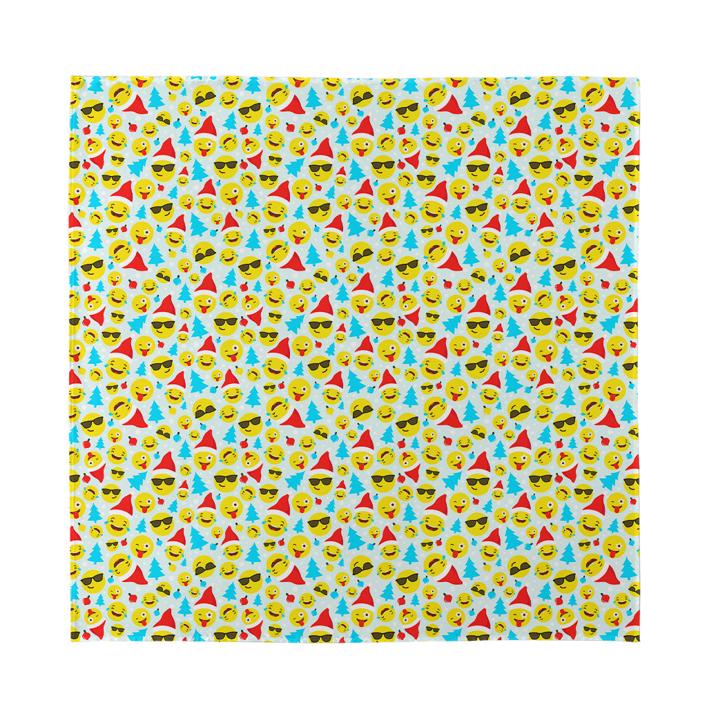Christmas Emoji Pattern Print Silk Bandana