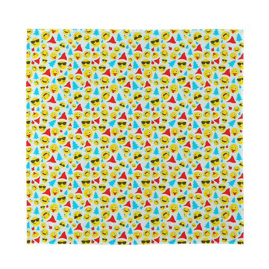 Christmas Emoji Pattern Print Silk Bandana