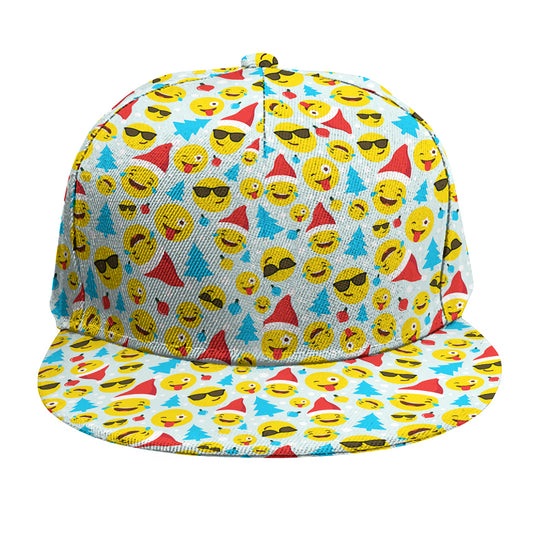 Christmas Emoji Pattern Print Snapback Cap