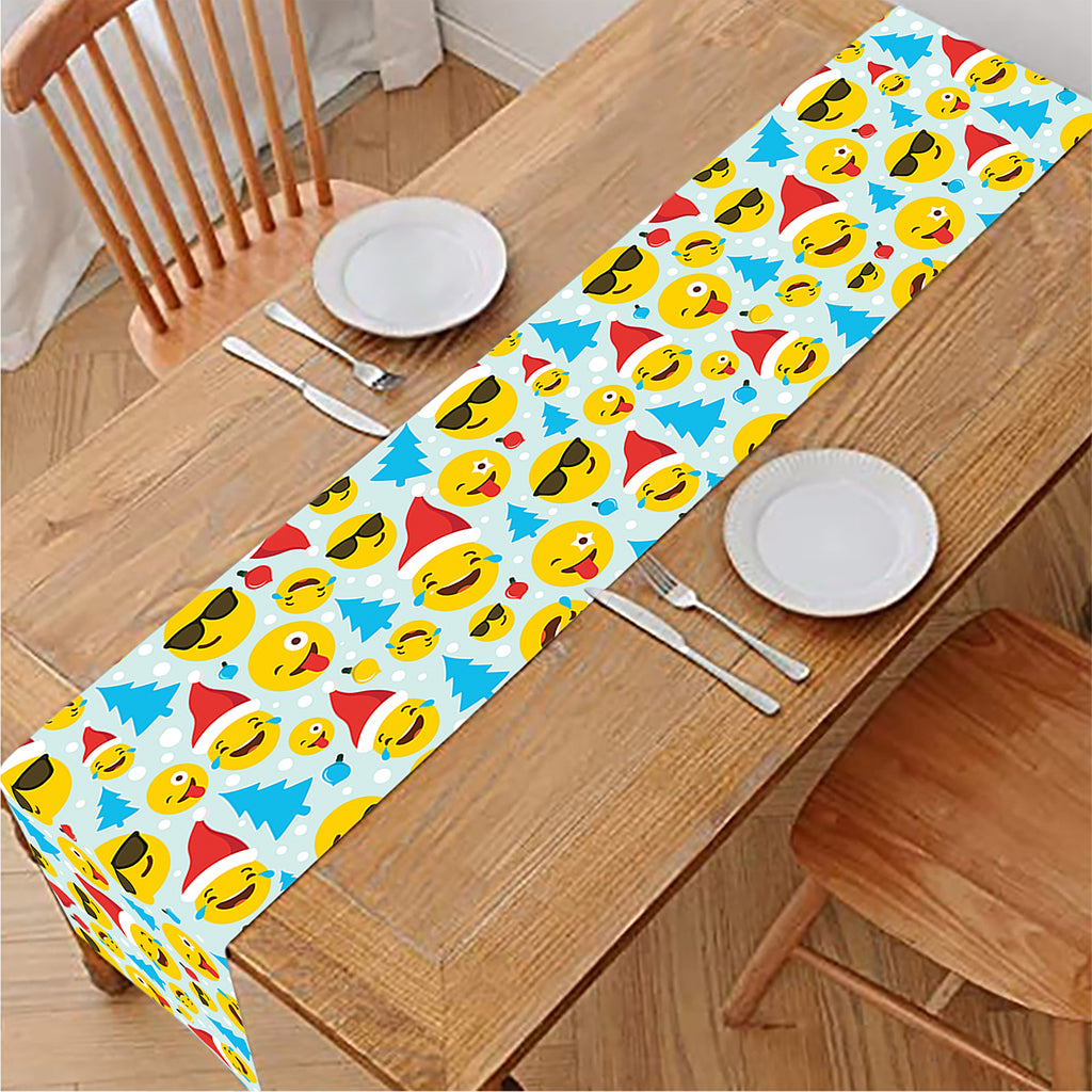 Christmas Emoji Pattern Print Table Runner