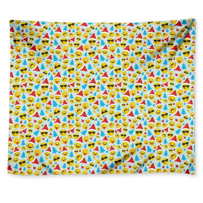 Christmas Emoji Pattern Print Tapestry