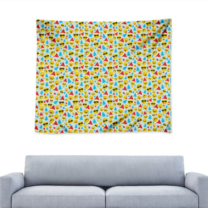 Christmas Emoji Pattern Print Tapestry