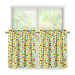 Christmas Emoji Pattern Print Tier Curtains