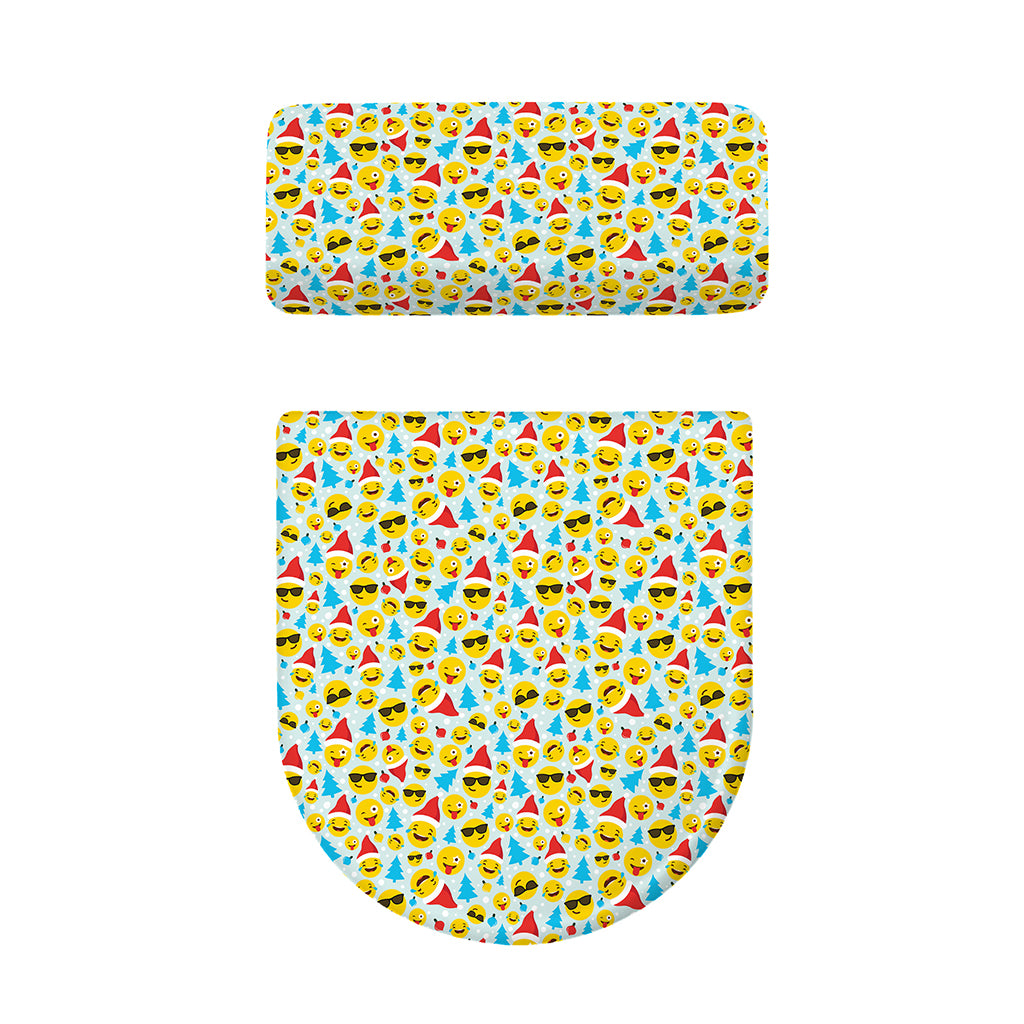 Christmas Emoji Pattern Print Toilet Lid And Tank Cover Set