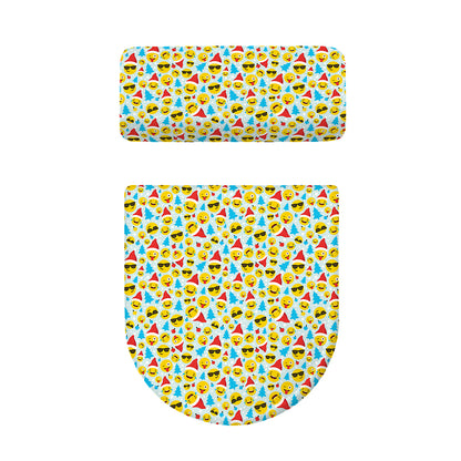 Christmas Emoji Pattern Print Toilet Lid And Tank Cover Set