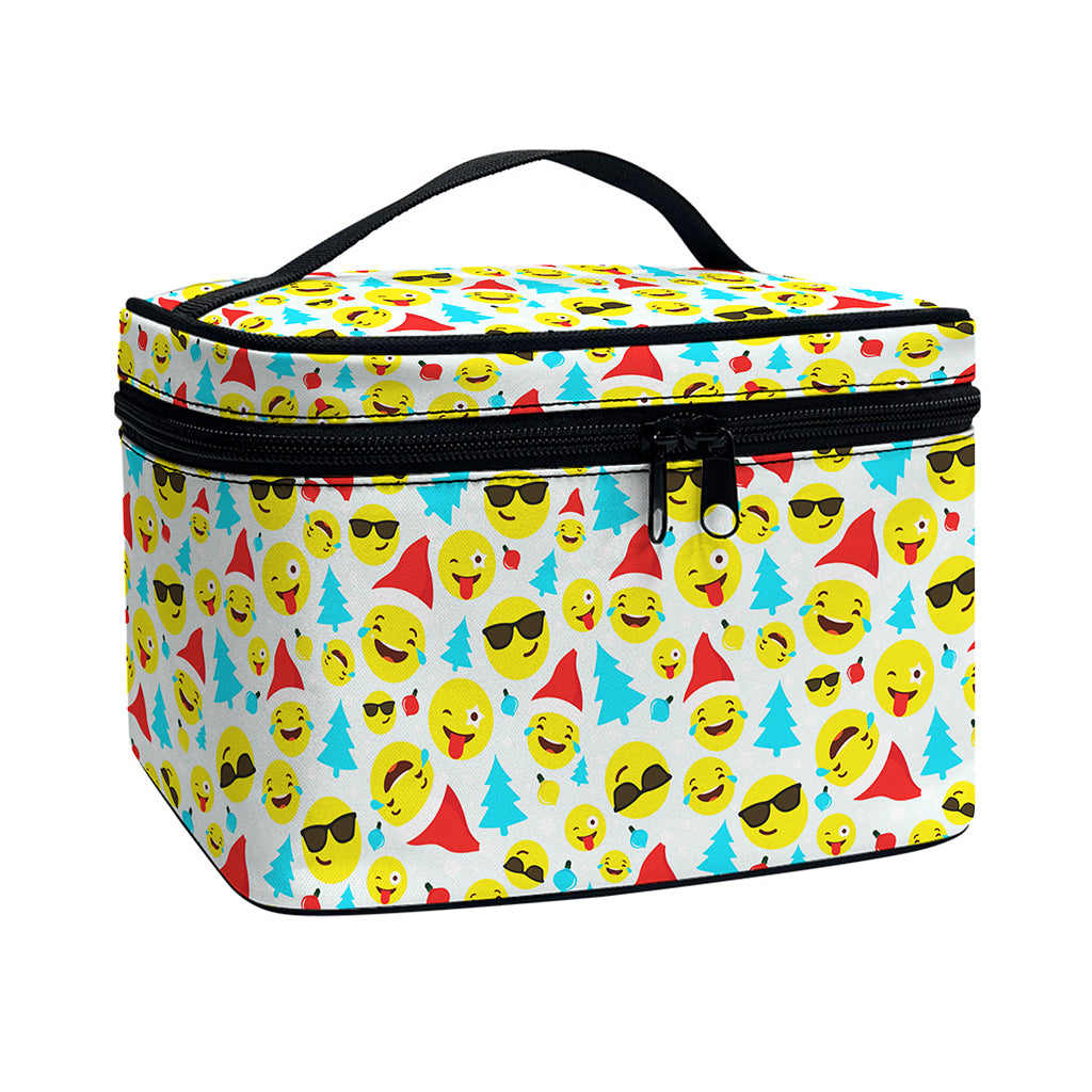 Christmas Emoji Pattern Print Travel Makeup Bag