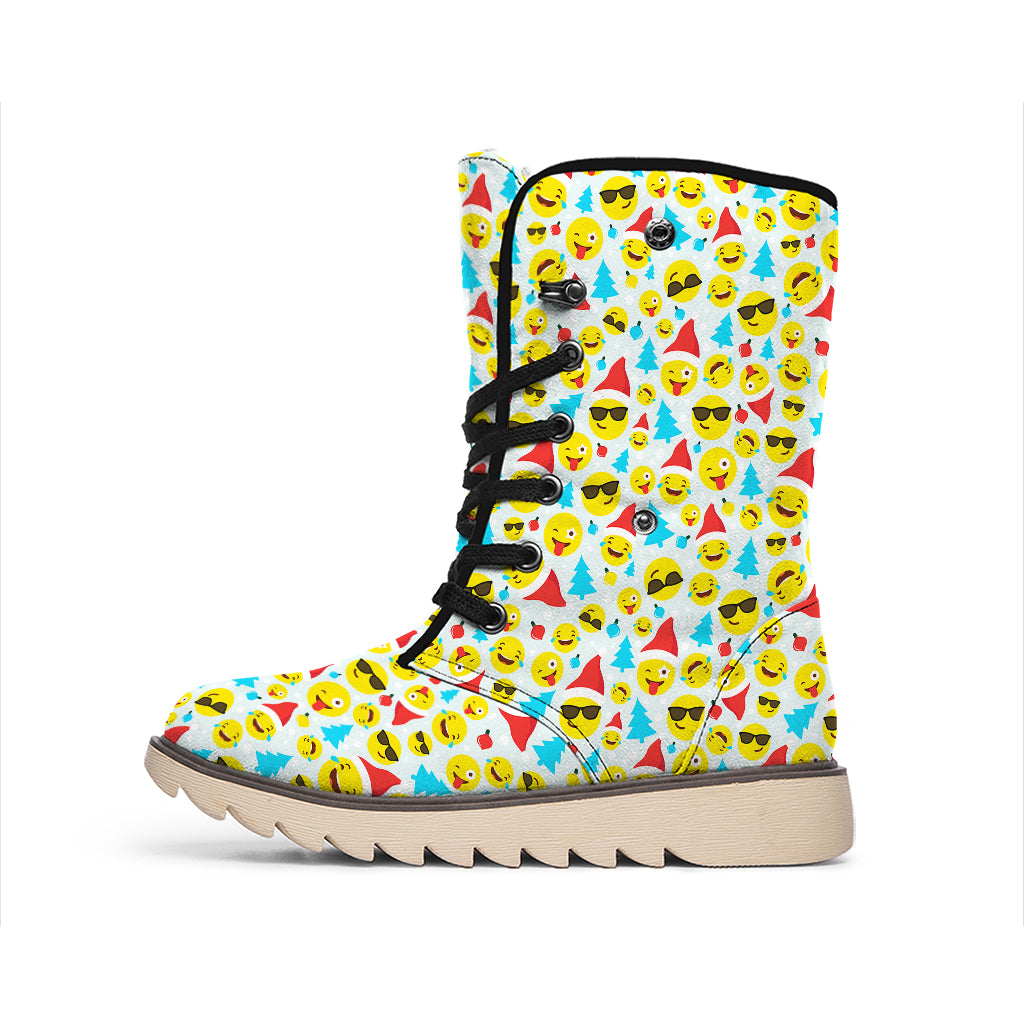 Christmas Emoji Pattern Print Winter Boots