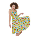 Christmas Emoji Pattern Print Sleeveless Knee Length Dress