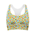Christmas Emoji Pattern Print Women's Sports Bra