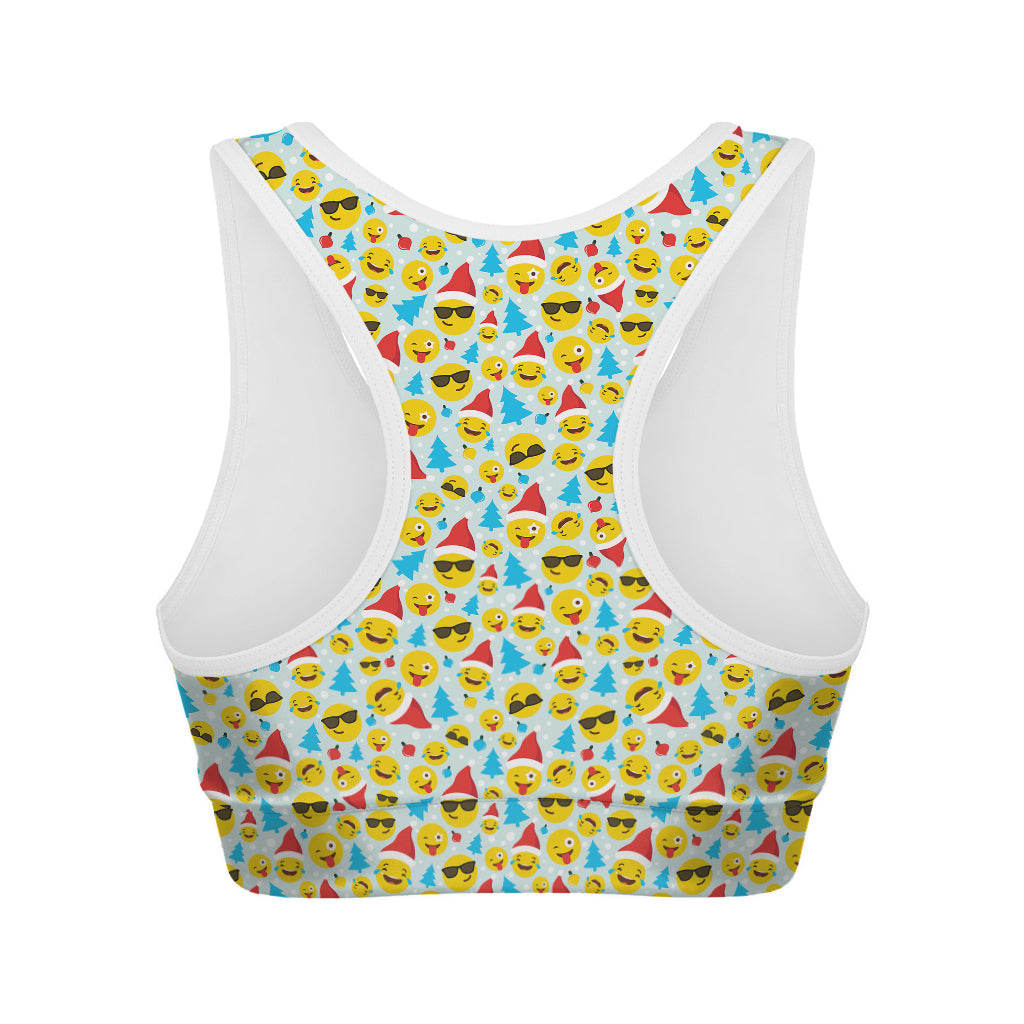 Christmas Emoji Pattern Print Women's Sports Bra