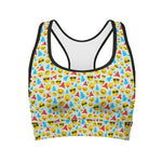 Christmas Emoji Pattern Print Women's Sports Bra