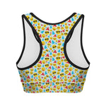 Christmas Emoji Pattern Print Women's Sports Bra