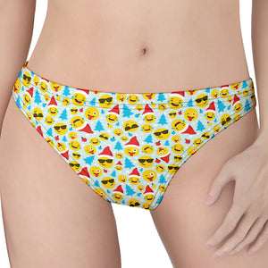 Christmas Emoji Pattern Print Women's Thong