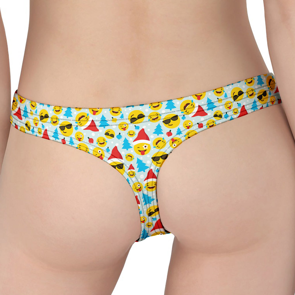 Christmas Emoji Pattern Print Women's Thong