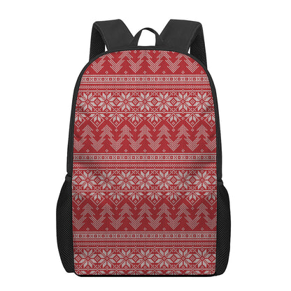 Christmas Festive Knitted Pattern Print 17 Inch Backpack