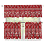 Christmas Festive Knitted Pattern Print 3 Piece Kitchen Curtains