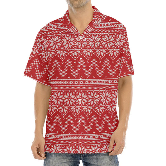 Christmas Festive Knitted Pattern Print Aloha Shirt