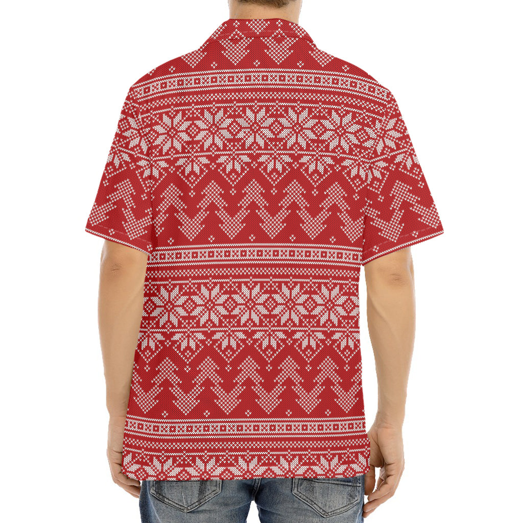 Christmas Festive Knitted Pattern Print Aloha Shirt